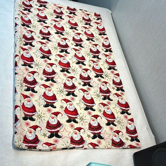 Handmade Christmas Santa Clause Pillowcases Standard Cream Red Stars Holiday Set - Picture 6 of 8